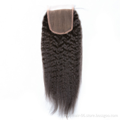 Dropship Wholesale 100% Peruvian Virgin Hair Kinky Straight Hair Extensions 3 Bundles with Lace Closure